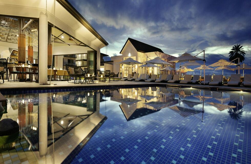 The lodge pool at rest